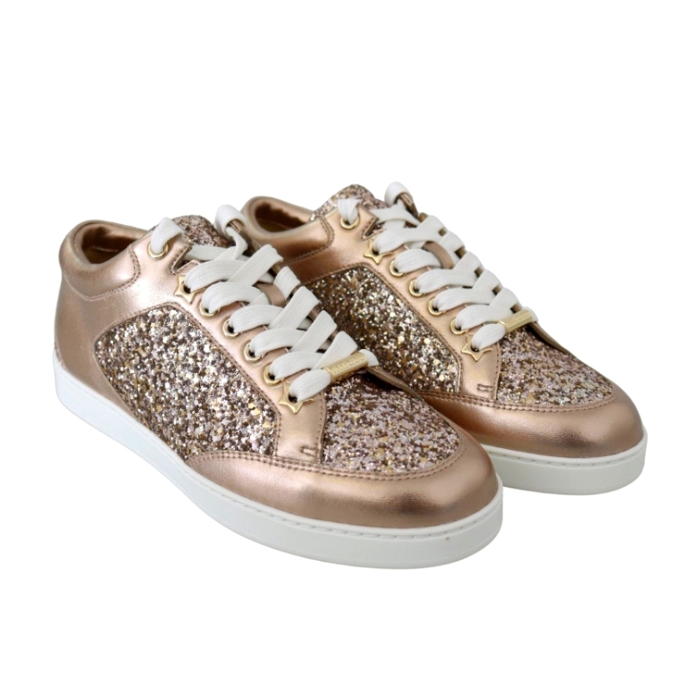 Jimmy Choo Miami Antique Gold Sneaker Sz 43